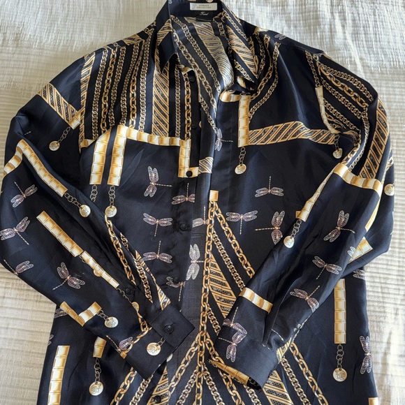 Versace collection trend silk men's button down shirt size 42 Versace collection trend silk men's button down shirt size 42